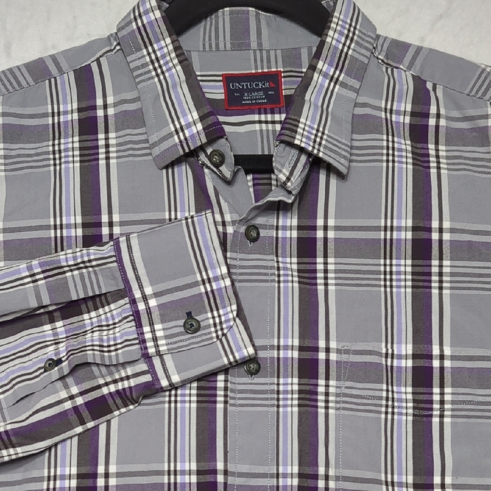 UNTUCKit Plaid Long Sleeve Mens Button-down‎ Shirt Size XL